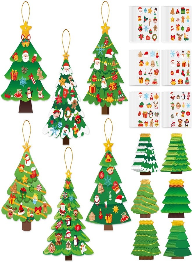JULBEAR 54 Pcs Christmas Tree Crafts for Kids, DIY Xmas Tree Hanging Ornaments with Stickers Kits for Home Classroom Game Activities Party Favors Holiday Decoration Making - Image 1